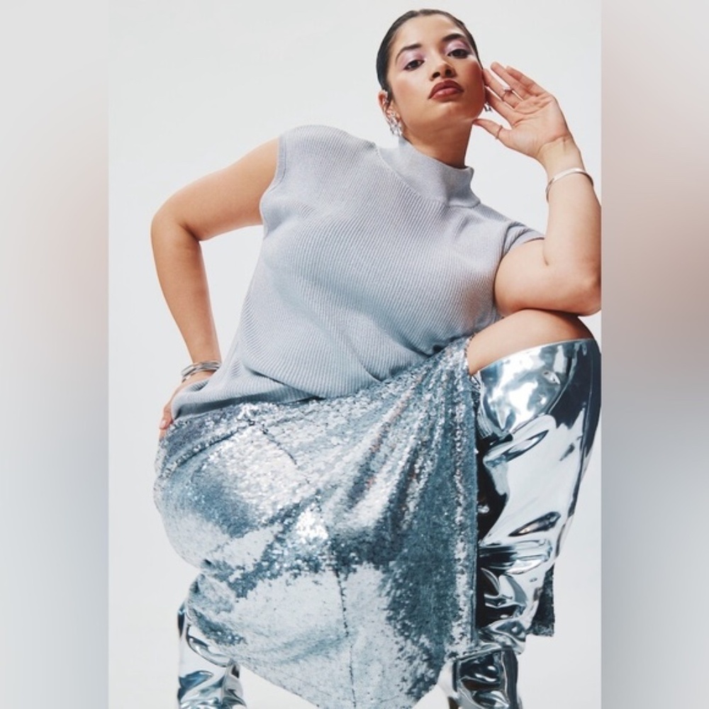 Eloquii Sequin Shimmer Maxi Skirt NWT Size 18 NWT - image 2